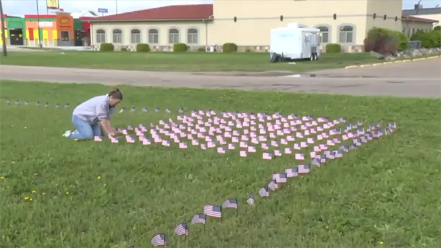 American Flags placed in honor of Memorial Day Weekend
