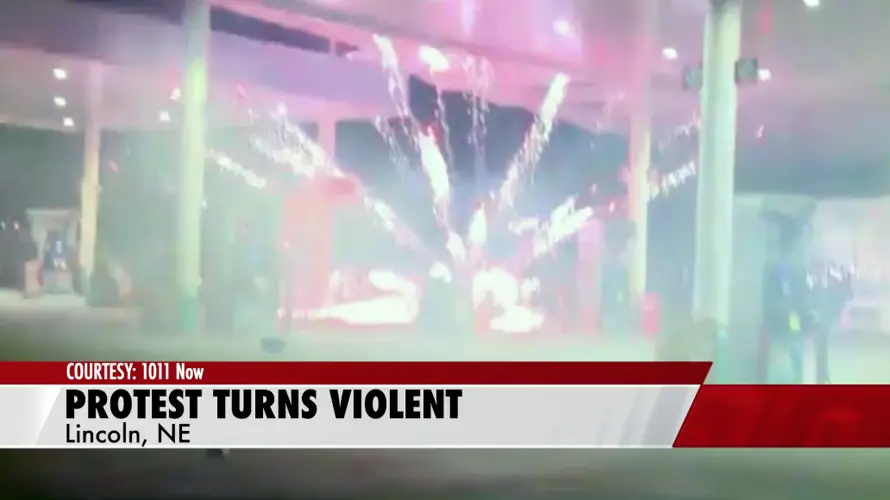 Protest in Lincoln turns violent as crowd clashes with police