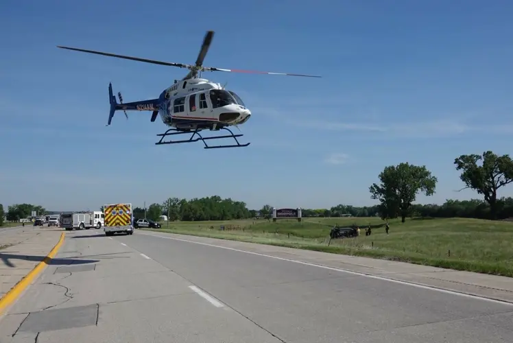 One person flown to hospital after morning rollover accident