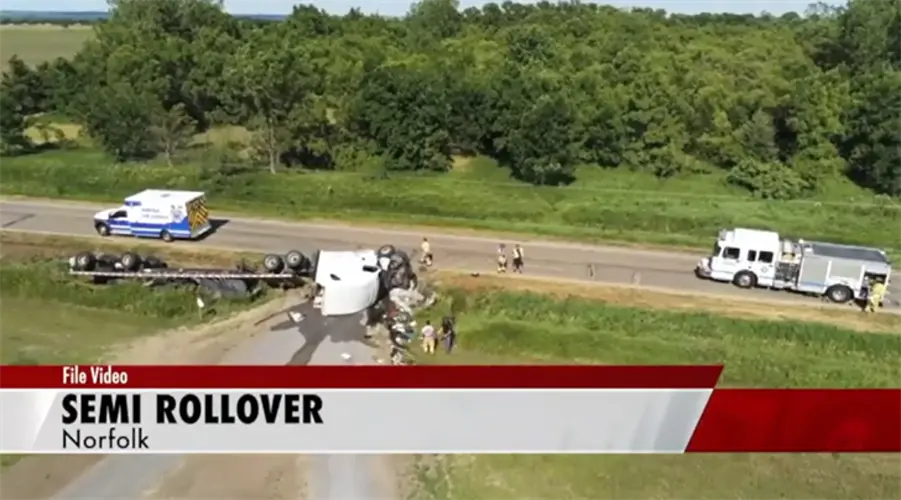 Minor injured in semi rollover