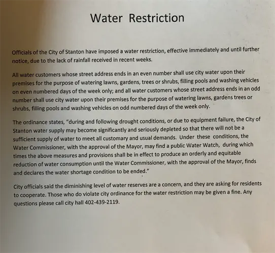 City of Stanton Imposes Water Restrictions