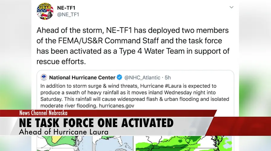 Nebraska Task Force One Activated Ahead of Hurricane Laura