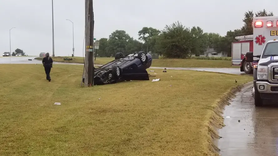 Rollover Accident Injures Driver, at U.S. 77 and Sargent Street