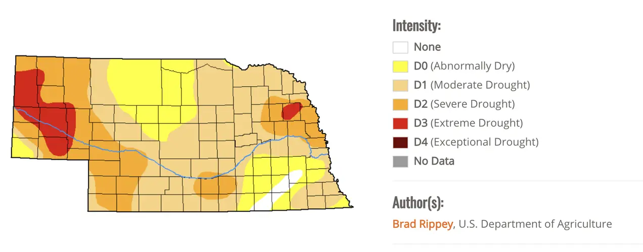 Latest drought monitor shows expansion of dry conditions across Nebraska