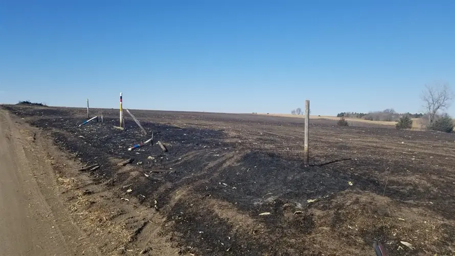 Fire torches stubble fields Saturday, near Hanover, Kansas
