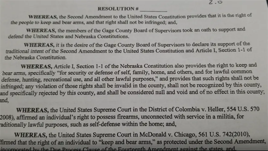 Gage County Supervisors differ over Second Amendment Resolution