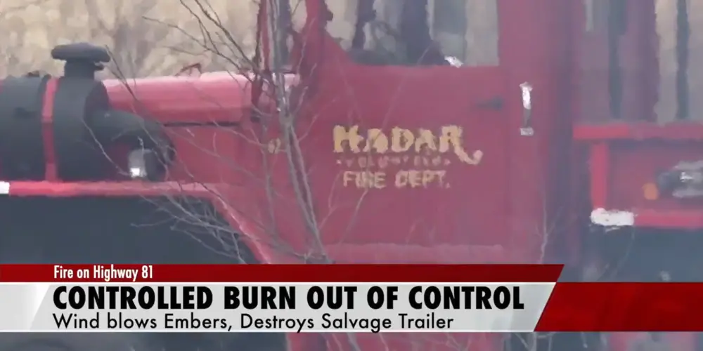 Highway 81 fire destroys trailer