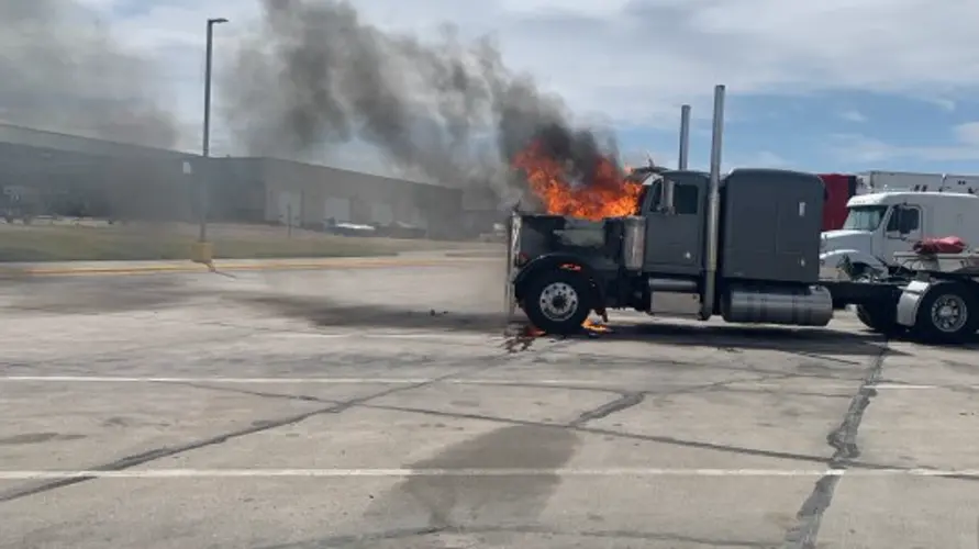 Sidney Fire Department responds to semi truck fire near Cabela's