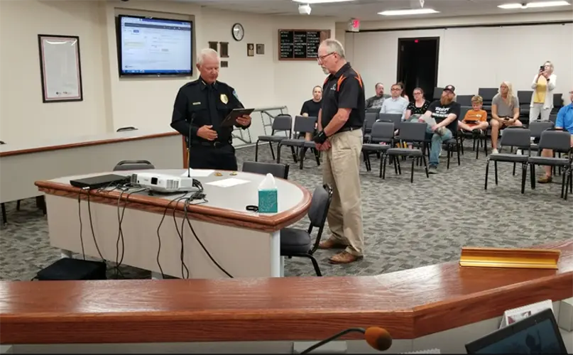 Retiring Beatrice Police Captain honored....two officers promoted