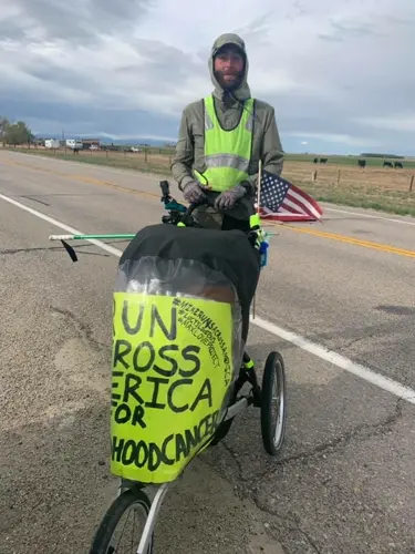 Man walking across country for childhood cancer awareness passes through Nebraska