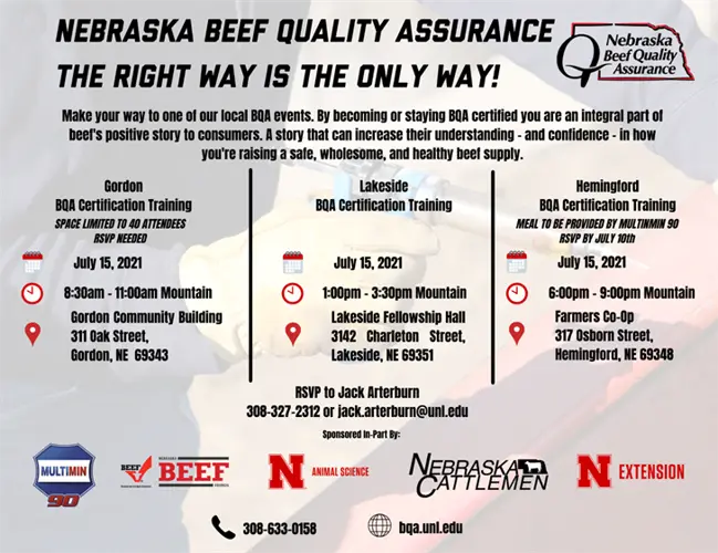 Beef Quality Assurance certification offered in July across Nebraska