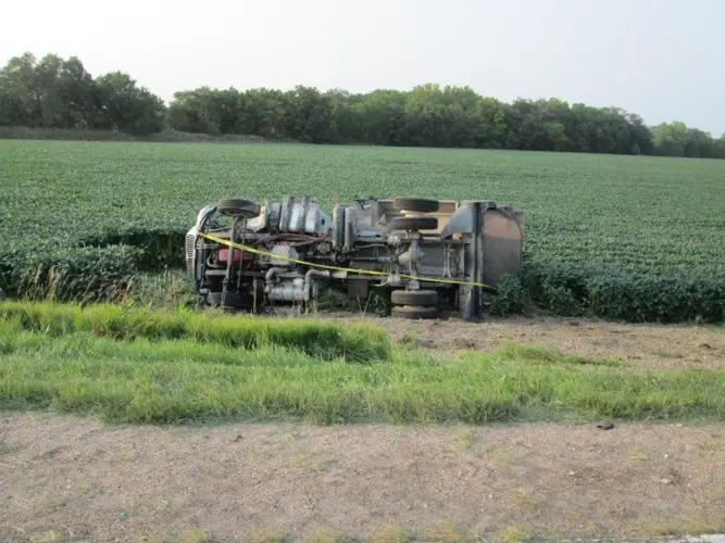 Crete man injured in truck overturn accident, in northern Gage County