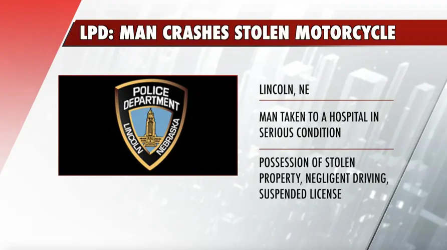 Lincoln man crashes stolen motorcycle, bike bursts into flames