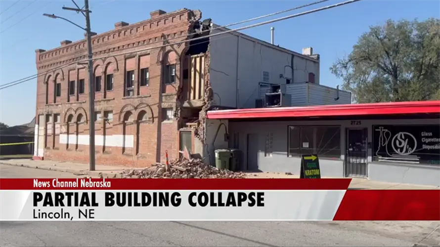 Partial building collapse in Lincoln