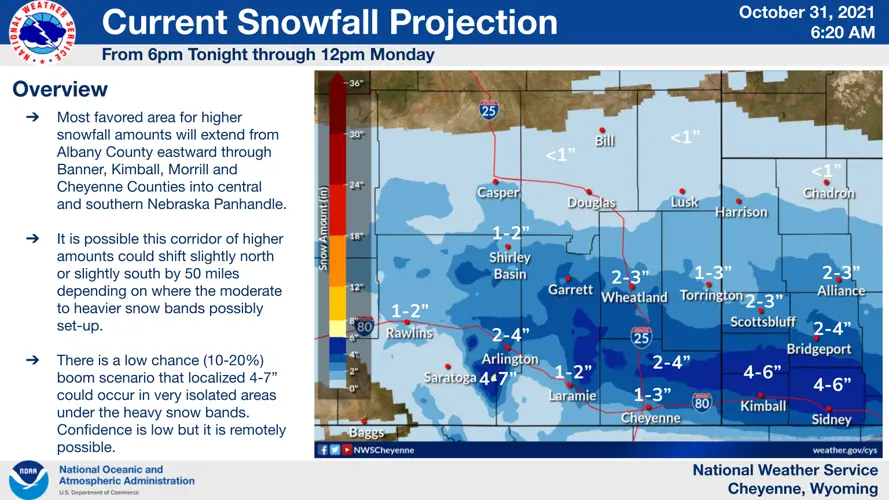 Weather service: snow amounts above six inches possible in 'boom scenario'