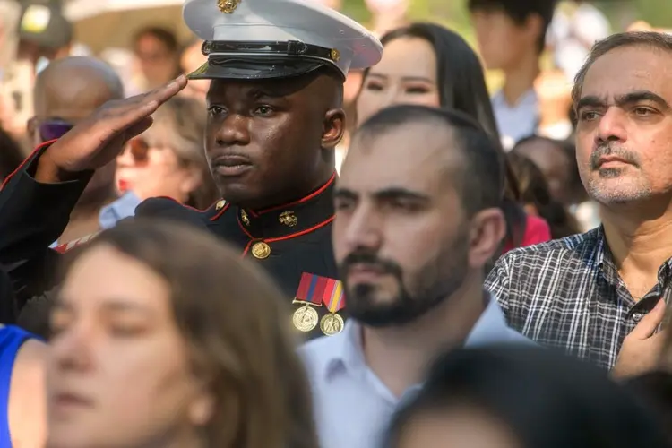150 people from 50 countries become US citizens at Mount Vernon on America's 250th birthday