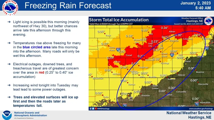 Dangerous ice, snow storm forecast to hit Central Nebraska