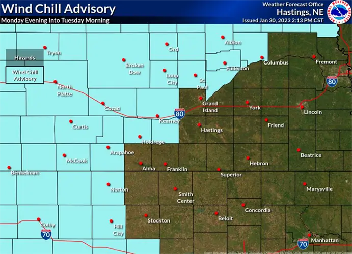 Wind chill advisory until tomorrow morning