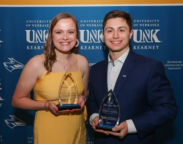 Mason Casper, Kali Herbolsheimer named UNK Greek Man and Woman of the Year