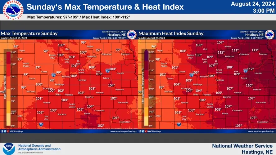 Heat Advisories, Excessive Heat Warnings issued across Nebraska