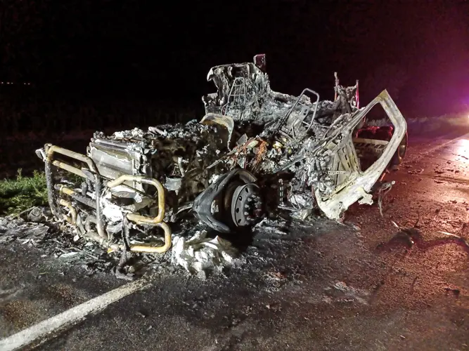 Early morning semi fire contained by Elm Creek Volunteer Firefighters