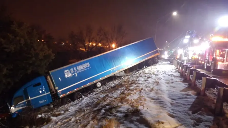 Saturday Blizzard Causes Semi To Slide Off Road In Grand Island