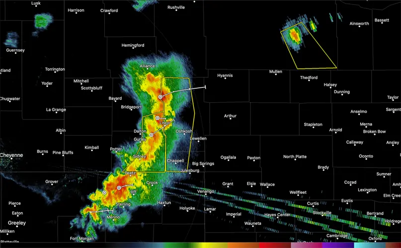 Severe thunderstorm warning: Western Deuel, Garden Counties