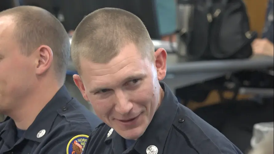 Firefighter awarded by Noon Optimists of Norfolk