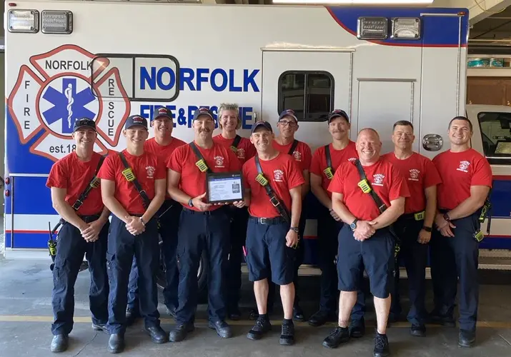 Norfolk Fire Division honored nationally for excellence in cardiovascular care