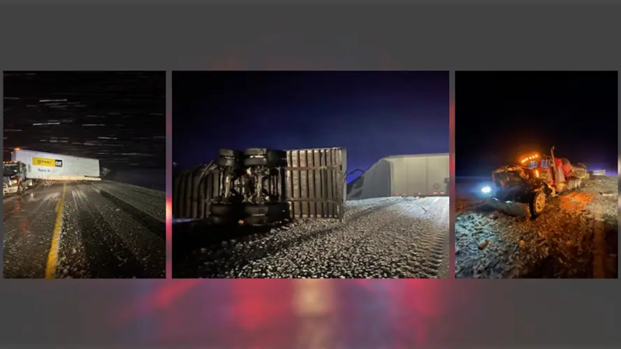 Two semi accident causes blocked highway early Wednesday