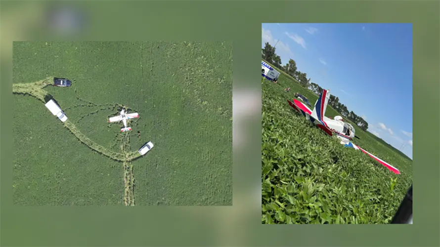 Pilot executes emergency landing in bean field near Norfolk