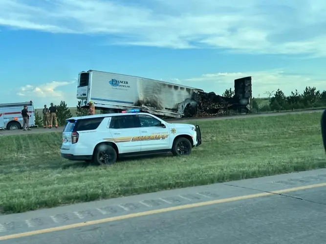 Semi trailer fire closes Interstate 80 Saturday evening