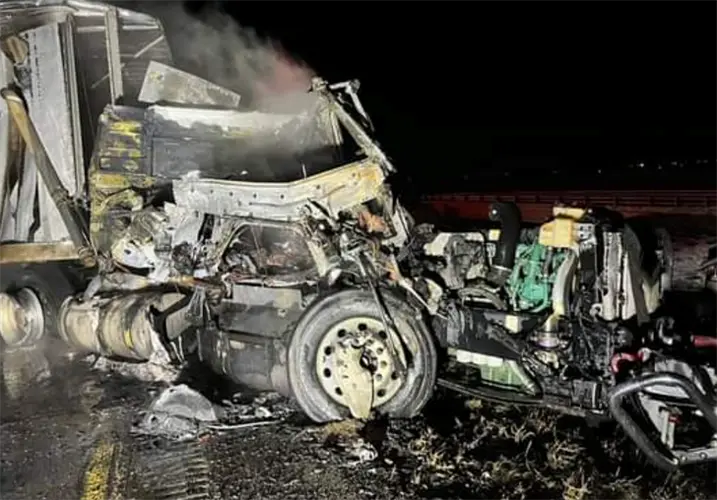 No injuries reported when two trucks collide near Sterling