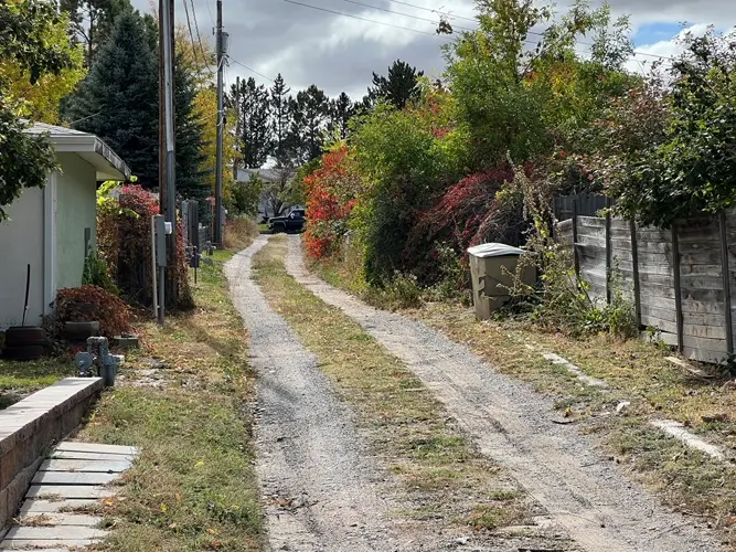 Alleyway tree trimming underway in Kimball