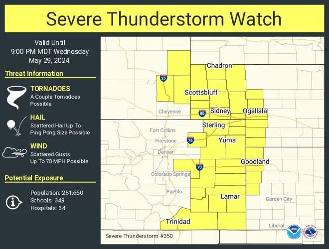 Sidney, Scottsbluff, Ogallala, Sterling among communities in severe thunderstorm watch