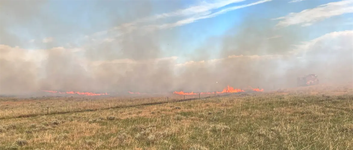 Merino volunteer firefighters assist with grass fire in Washington County, Colo.