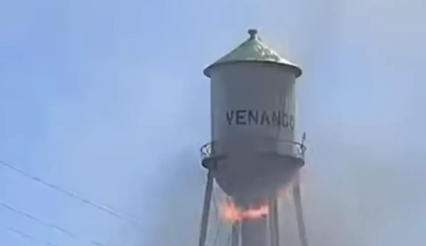 Fire damages village water tower