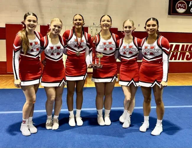 Kimball Cheer team wins Champion Trophy in Panhandle competition