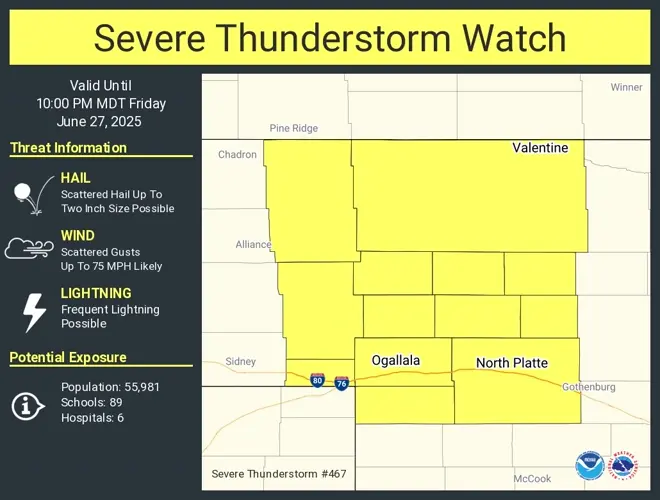 Severe thunderstorm watch issued for Deuel, Garden counties