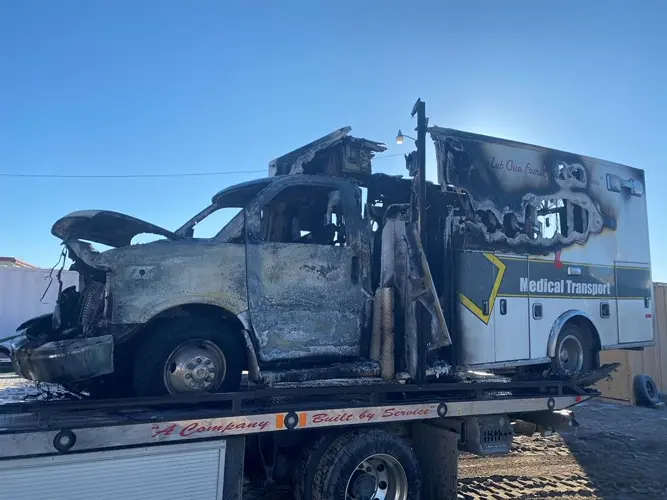 Columbus fire crew responds to ambulance fire