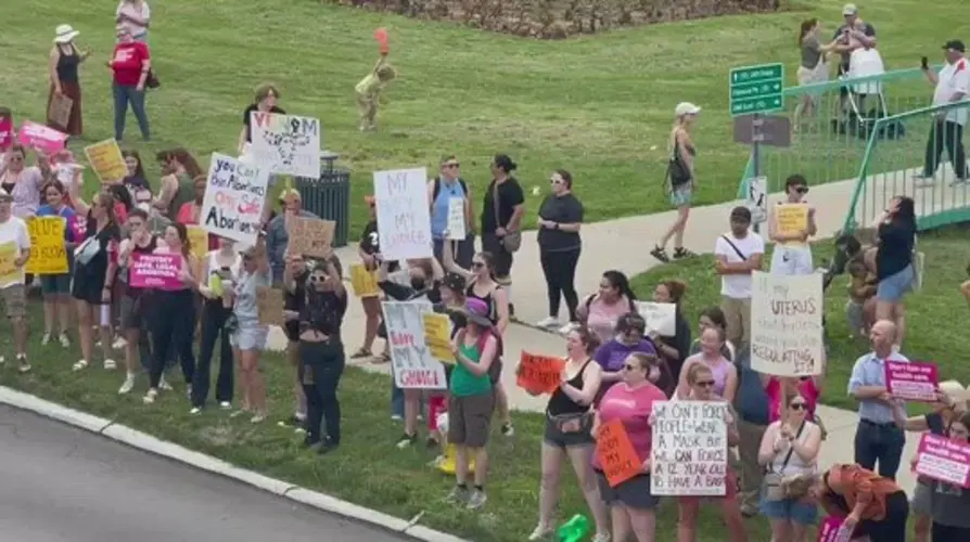 Hundreds in Omaha protest Supreme Court abortion ruling