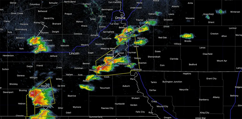 Severe thunderstorm warning: Otoe, southeastern Cass, western Fremont, southwestern Mills Counties