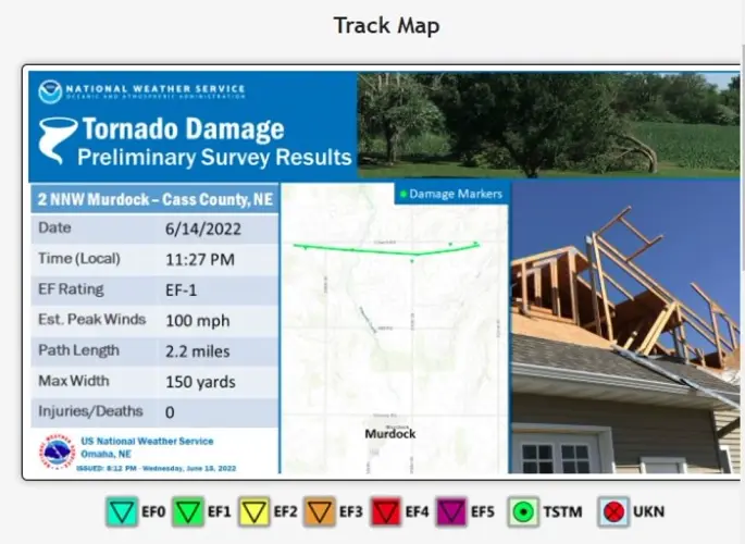 Tornado confirmed near Murdock, late Tuesday night
