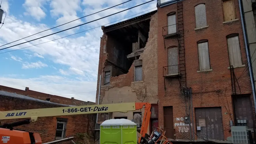 Beatrice downtown building demolition underway