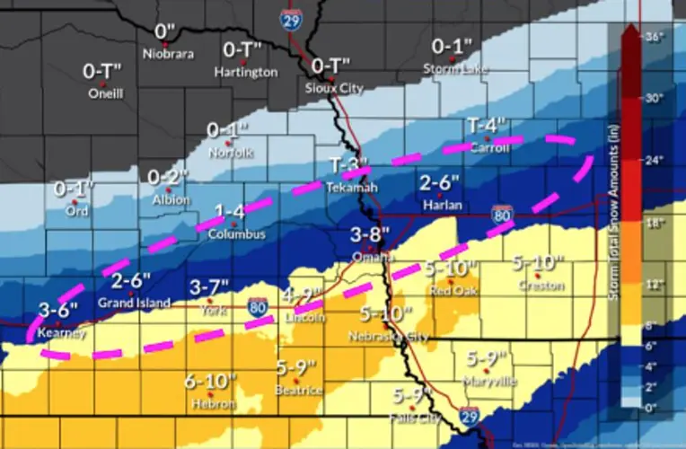 Much of southeast Nebraska upgraded to Winter Storm Warning ahead of late season storm