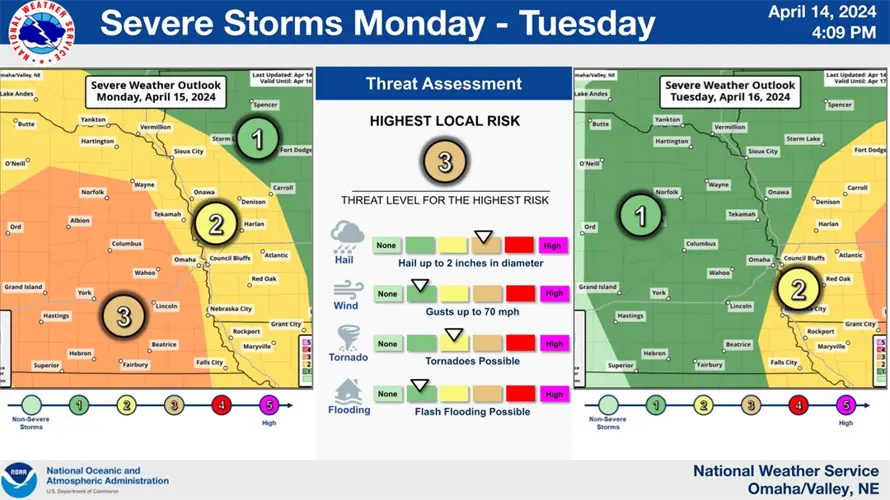Big hail a potential threat, to begin the week