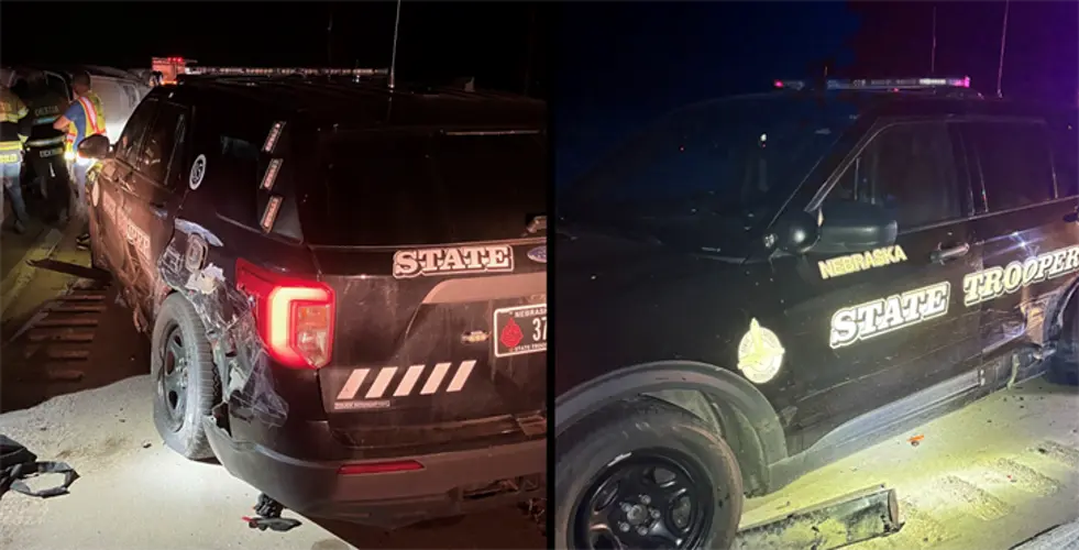 NSP cruiser struck on Highway 81, while providing roadside assistance