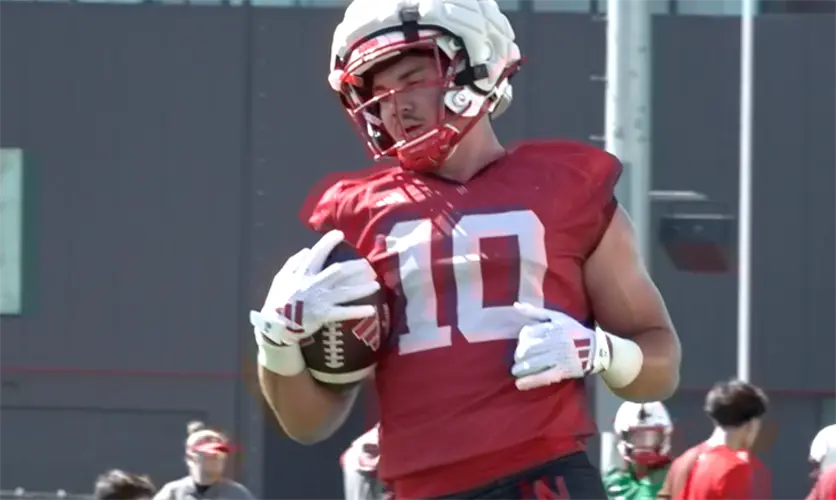 Haarberg continues transition from quarterback to tight end
