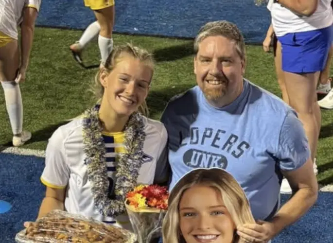 Grandfather travels 3,400 miles from Iceland to surprise UNK soccer player