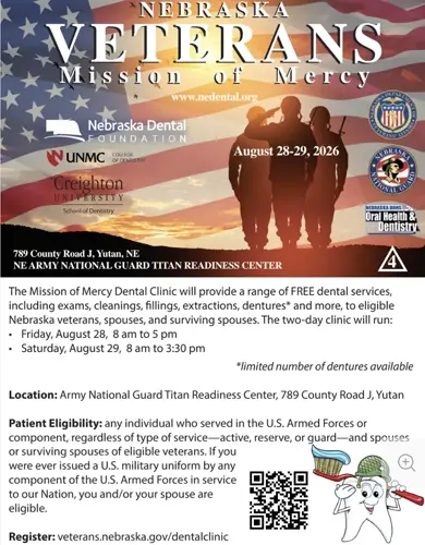 Free dental care available to Nebraska veterans, spouses at upcoming clinic